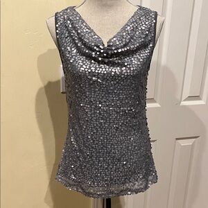 Apt. 9 Shimmering Gray Sequin Top